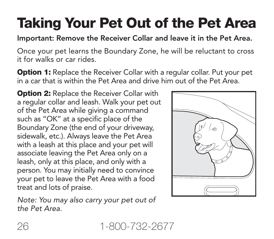 Taking your pet out of the pet area | Petsafe Rechargeable Add-A-Dog® Extra Receiver Collar User Manual | Page 26 / 40