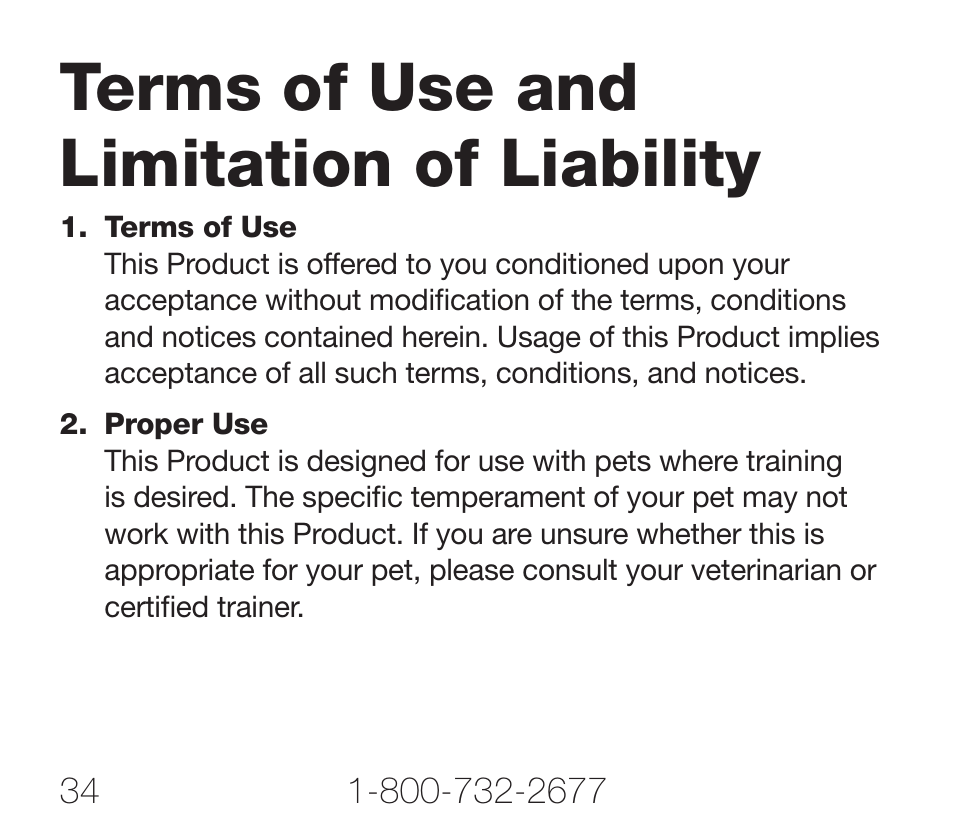 Terms of use and limitation of liability | Petsafe Rechargeable Add-A-Dog® Extra Receiver Collar User Manual | Page 34 / 40