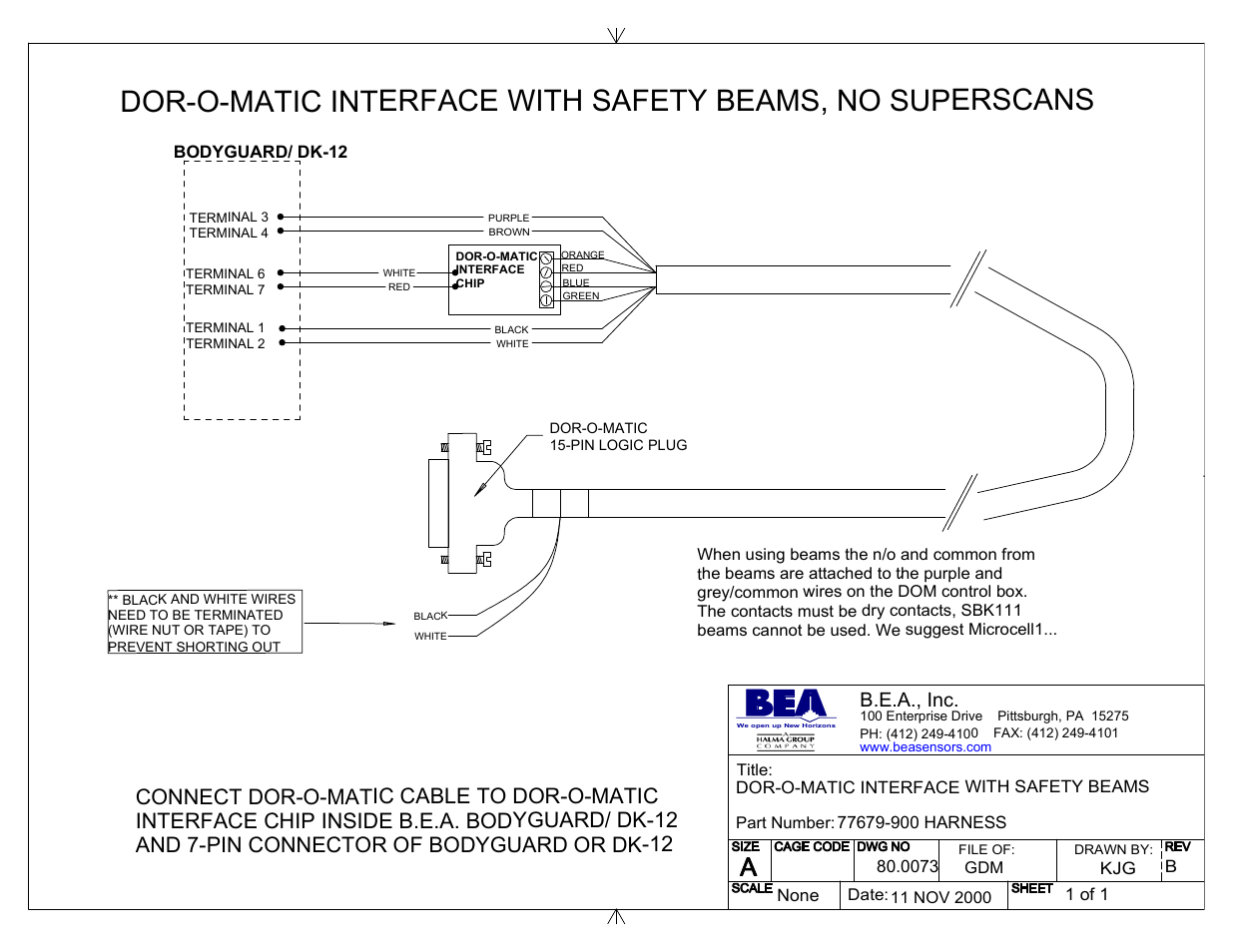 0073_111100_doromatic interface with safety beams | BEA 80.0068.03 User Manual | Page 6 / 26