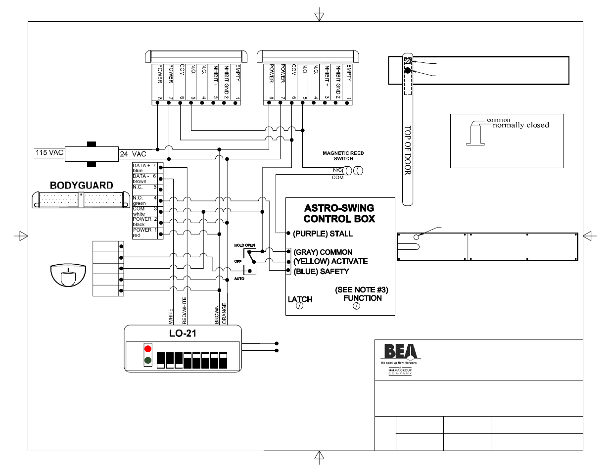 Top view of header and door at 90 degrees, Bottom view of header, Eagle | BEA 80.0068.03 User Manual | Page 7 / 26