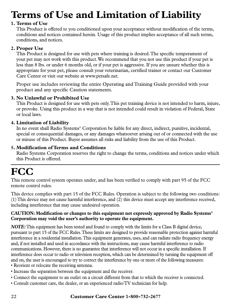 Terms of use and limitation of liability | Petsafe Remote Trainer with Vibration PLUS User Manual | Page 22 / 24