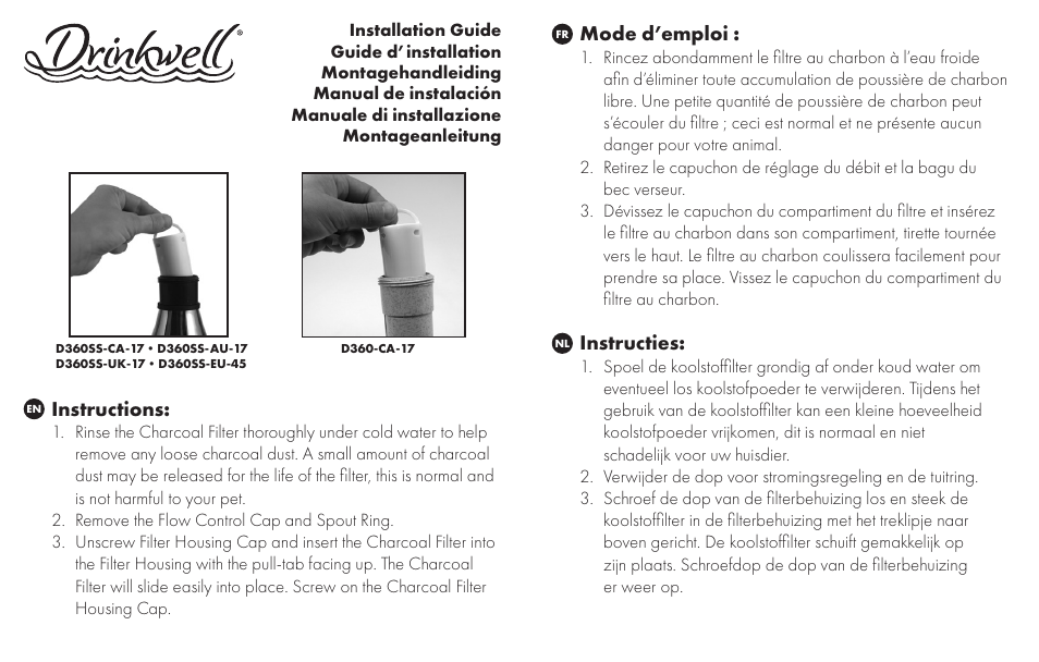 Petsafe Replacement Charcoal Filter - 360 Pet Fountains User Manual | 2 pages