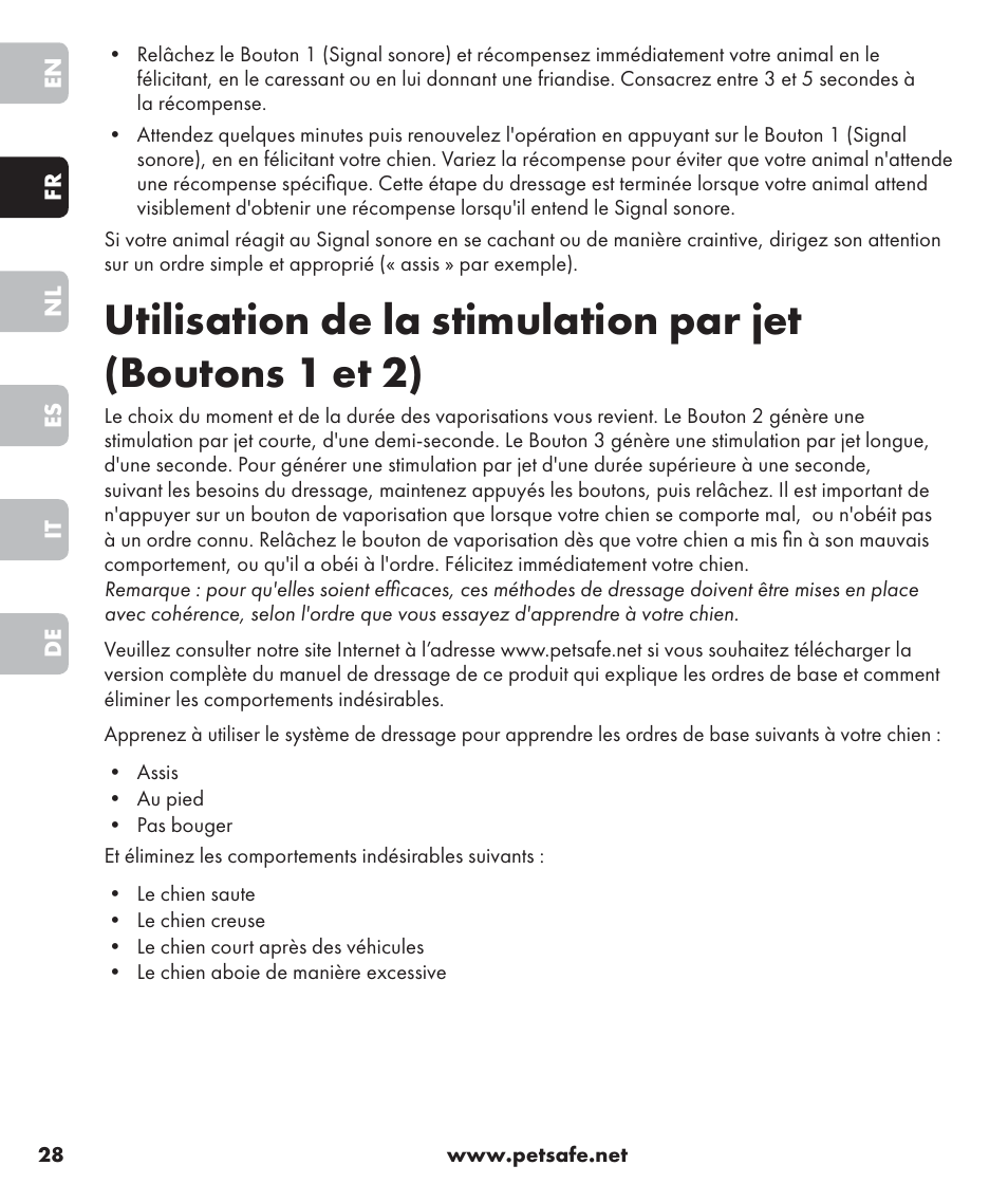 Petsafe SPT-85 Spray Commander™, 85 m Basic Remote Spray Trainer User Manual | Page 28 / 96