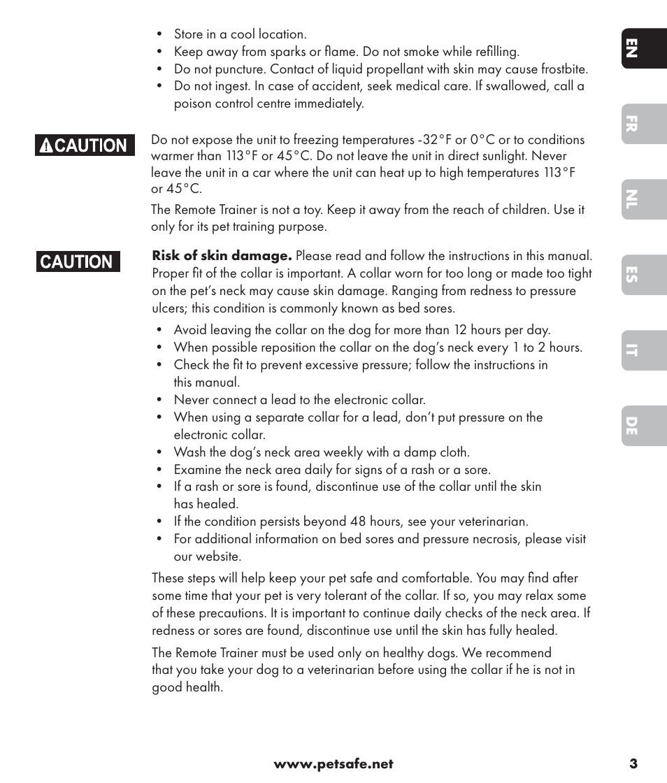 Petsafe SPT-85 Spray Commander™, 85 m Basic Remote Spray Trainer User Manual | Page 3 / 96