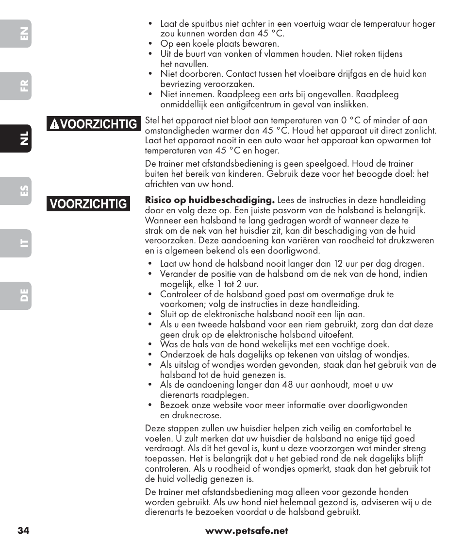 Petsafe SPT-85 Spray Commander™, 85 m Basic Remote Spray Trainer User Manual | Page 34 / 96