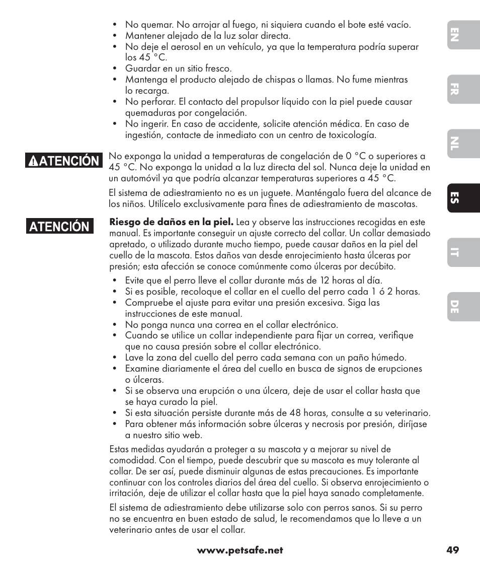 Petsafe SPT-85 Spray Commander™, 85 m Basic Remote Spray Trainer User Manual | Page 49 / 96