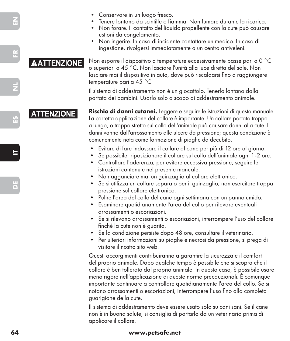 Petsafe SPT-85 Spray Commander™, 85 m Basic Remote Spray Trainer User Manual | Page 64 / 96