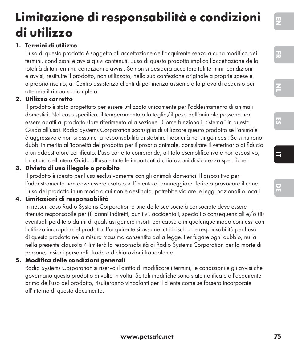 Petsafe SPT-85 Spray Commander™, 85 m Basic Remote Spray Trainer User Manual | Page 75 / 96