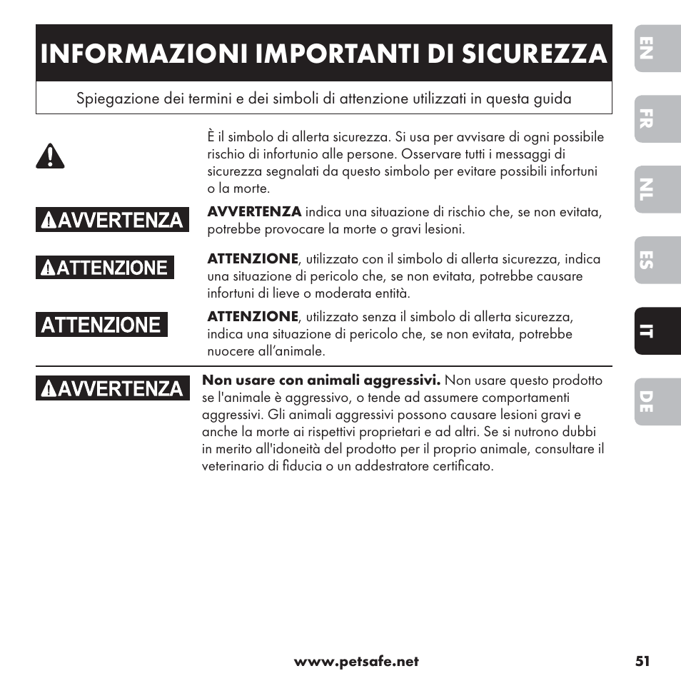 Informazioni importanti di sicurezza | Petsafe ssscat™ Spray Deterrent User Manual | Page 51 / 76