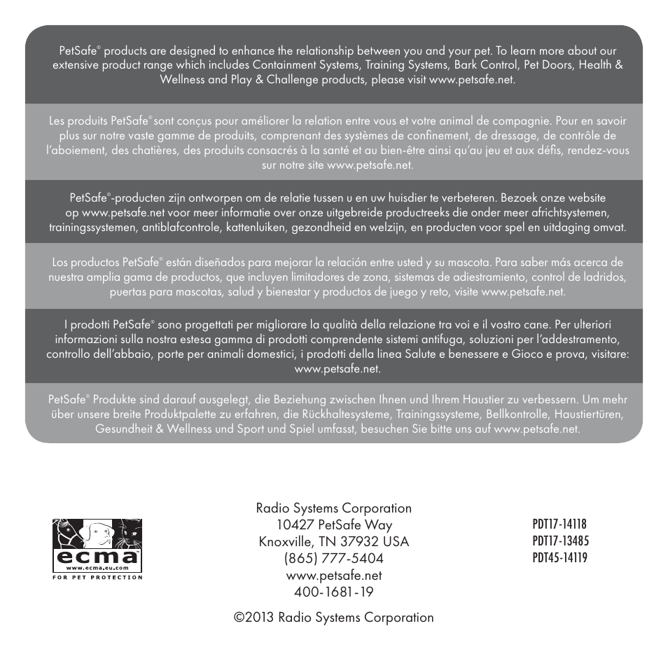 Petsafe ssscat™ Spray Deterrent User Manual | Page 76 / 76