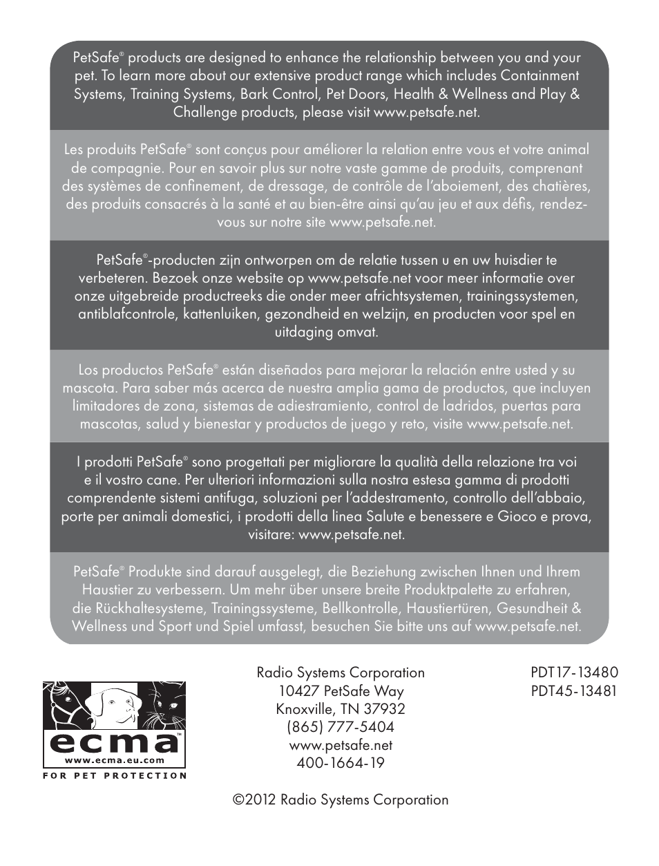 Petsafe ST-70, 70 m Basic Remote Trainer User Manual | Page 108 / 108