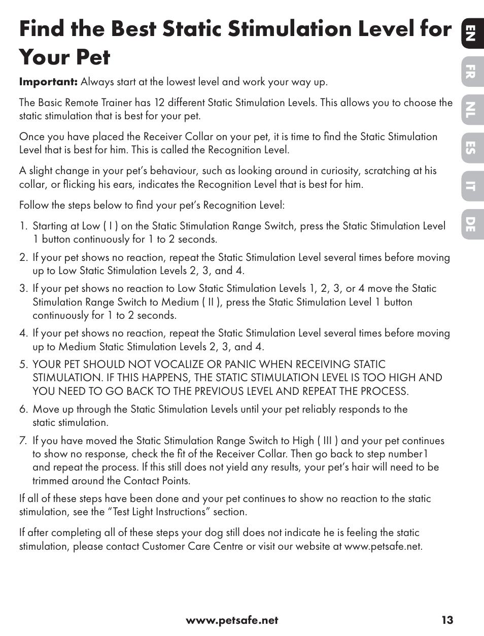Petsafe ST-70, 70 m Basic Remote Trainer User Manual | Page 13 / 108