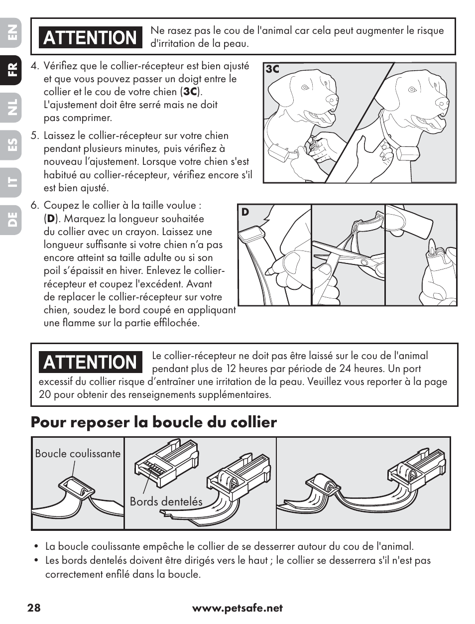 Pour reposer la boucle du collier | Petsafe ST-70, 70 m Basic Remote Trainer User Manual | Page 28 / 108