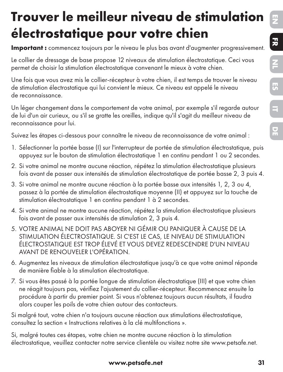 Petsafe ST-70, 70 m Basic Remote Trainer User Manual | Page 31 / 108