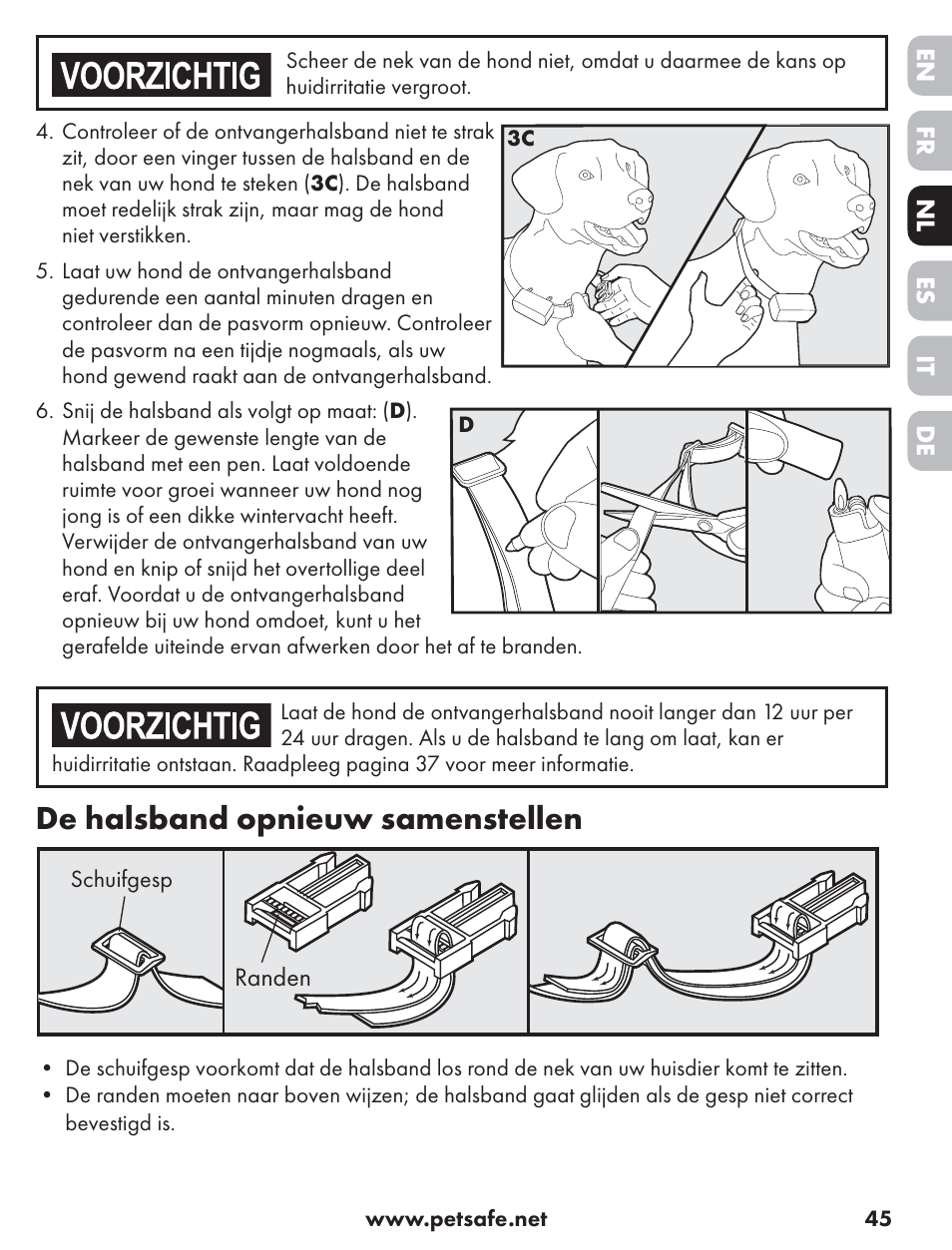 De halsband opnieuw samenstellen | Petsafe ST-70, 70 m Basic Remote Trainer User Manual | Page 45 / 108
