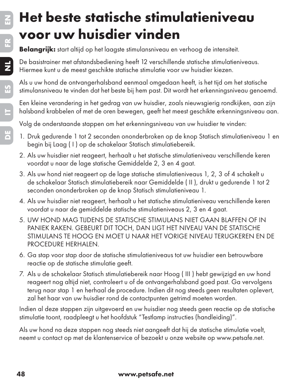Petsafe ST-70, 70 m Basic Remote Trainer User Manual | Page 48 / 108