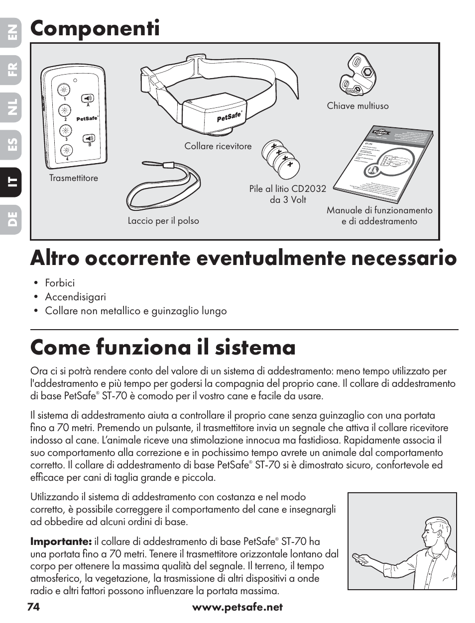 Come funziona il sistema | Petsafe ST-70, 70 m Basic Remote Trainer User Manual | Page 74 / 108