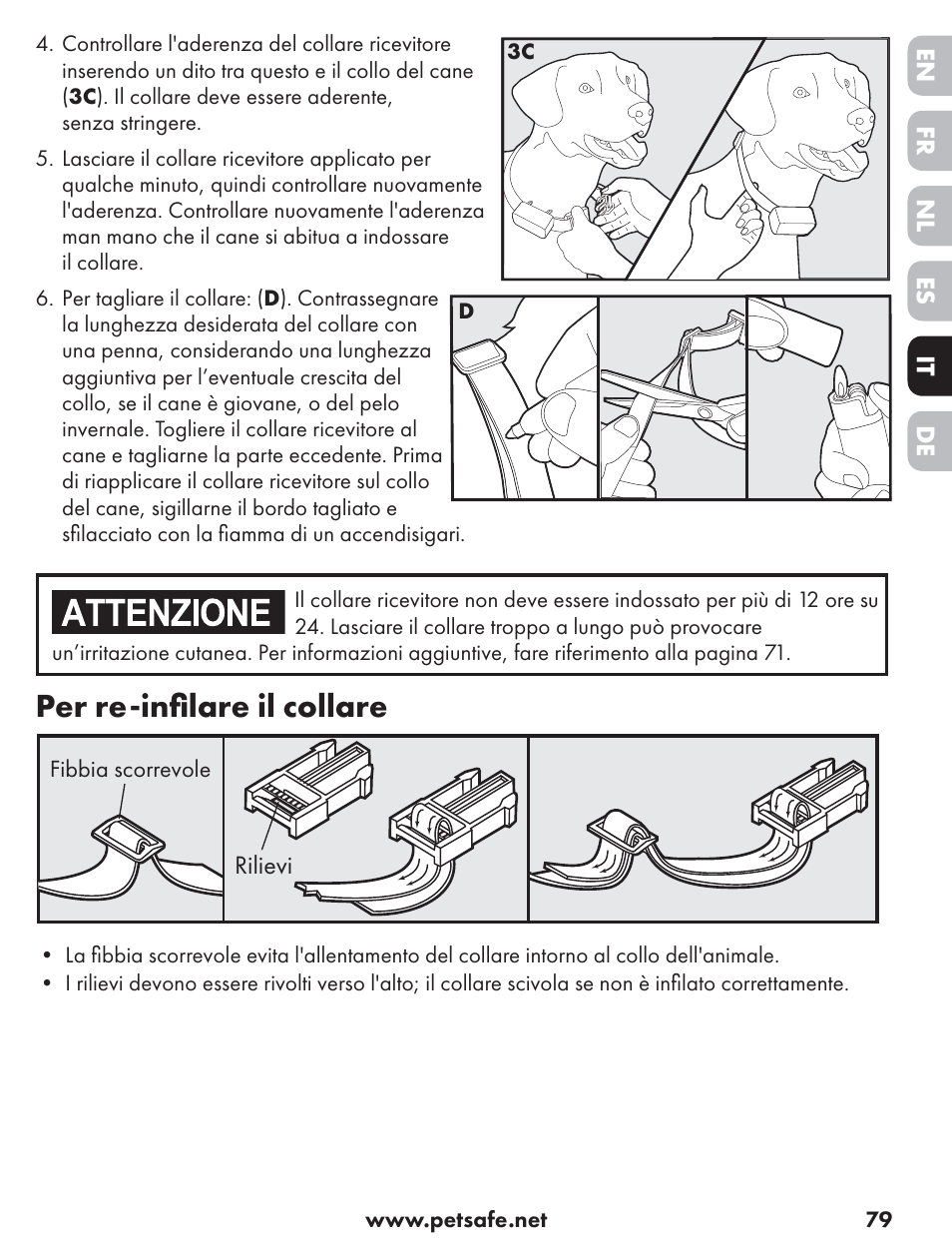 Per re-inﬁ lare il collare | Petsafe ST-70, 70 m Basic Remote Trainer User Manual | Page 79 / 108