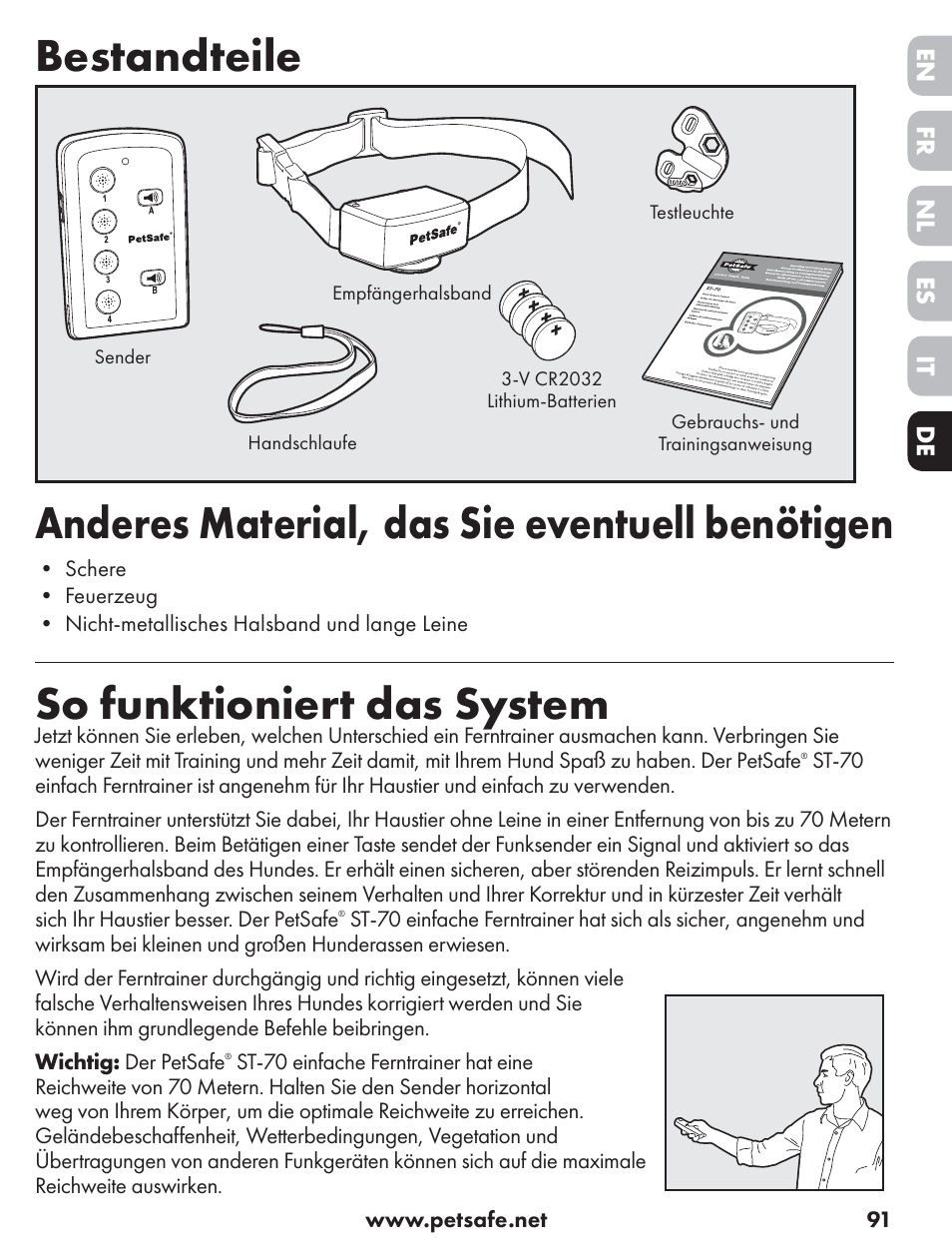 So funktioniert das system | Petsafe ST-70, 70 m Basic Remote Trainer User Manual | Page 91 / 108