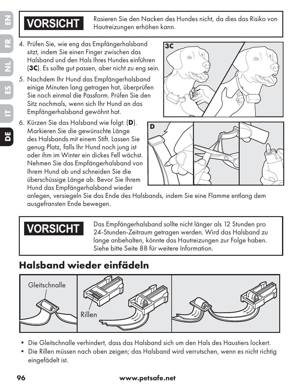 Halsband wieder einfädeln | Petsafe ST-70, 70 m Basic Remote Trainer User Manual | Page 96 / 108