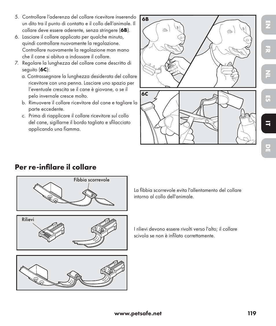 Per re-infilare il collare | Petsafe Stay+Play Wireless Fence PIF17-13478 User Manual | Page 119 / 160