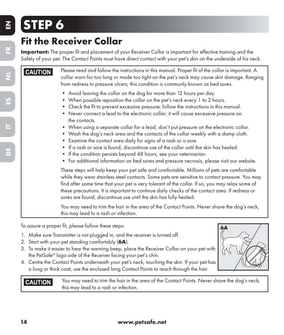 Step 6, Fit the receiver collar | Petsafe Stay+Play Wireless Fence PIF17-13478 User Manual | Page 14 / 160