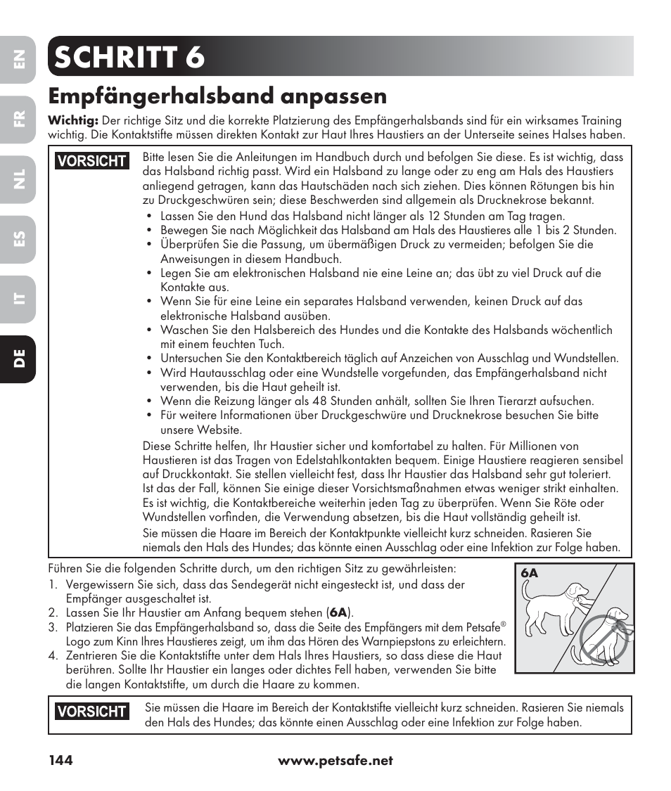 Schritt 6, Empfängerhalsband anpassen | Petsafe Stay+Play Wireless Fence PIF17-13478 User Manual | Page 144 / 160