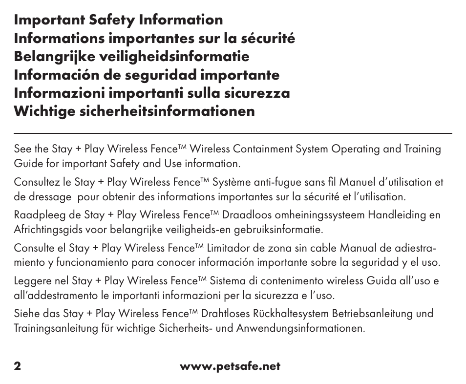 Petsafe Stay+Play Wireless Fence™ Stubborn Dog Add-A-Dog® Extra Receiver Collar User Manual | Page 2 / 40