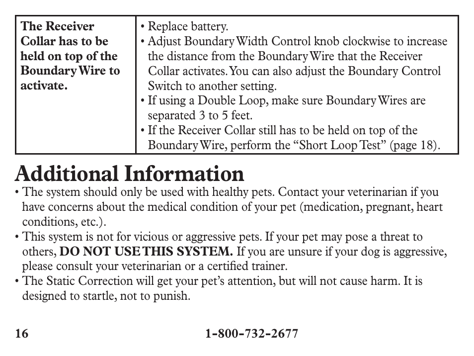 Additional information | Petsafe Stubborn Dog Add-A-Dog® Extra Receiver Collar User Manual | Page 16 / 24