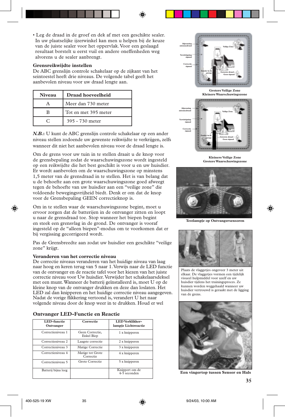 Ontvanger led-functie en reactie | Petsafe Stubborn Dog In-Ground Fence™ System User Manual | Page 35 / 72