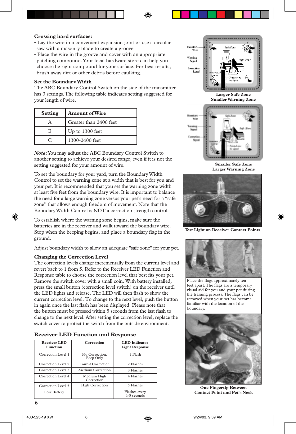 Receiver led function and response | Petsafe Stubborn Dog In-Ground Fence™ System User Manual | Page 6 / 72