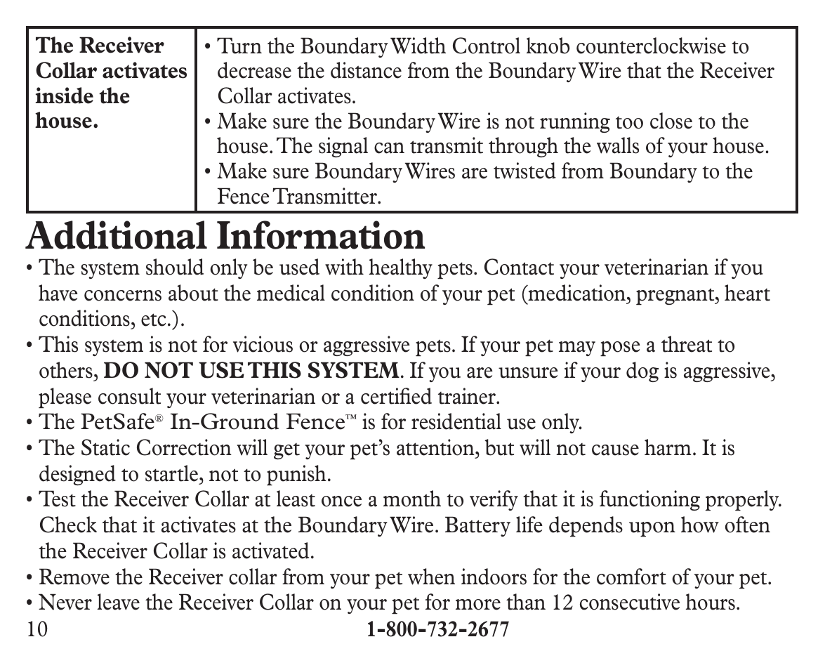 Additional information | Petsafe Ultralight™ Add-A-Dog® Extra Receiver Collar User Manual | Page 10 / 20