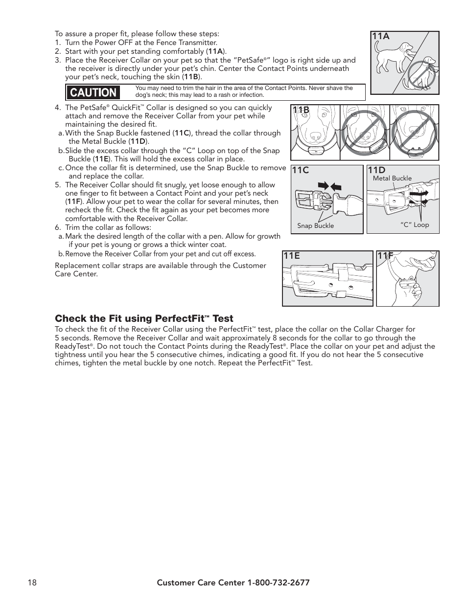 Check the fit using perfectfit, Test, 11e 11f | Petsafe UltraSmart® In-Ground Fence™ User Manual | Page 18 / 28