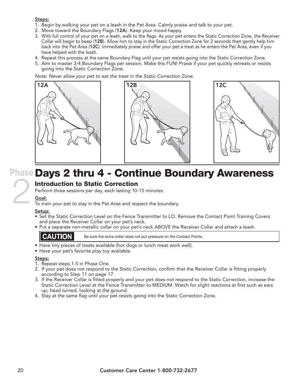 Days 2 thru 4 - continue boundary awareness, Phase | Petsafe UltraSmart® In-Ground Fence™ User Manual | Page 20 / 28
