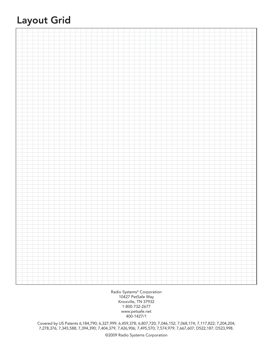 Layout grid | Petsafe UltraSmart® In-Ground Fence™ User Manual | Page 28 / 28