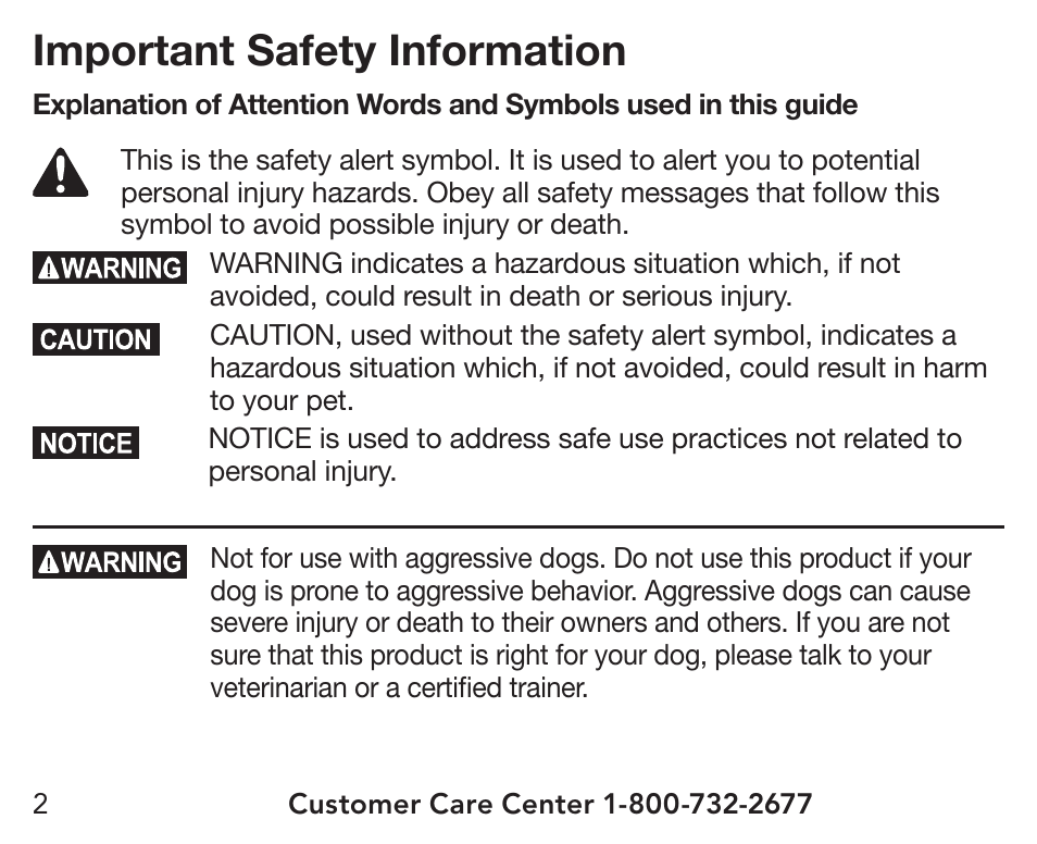 Important safety information | Petsafe UltraSmart® In-Ground Fence™ Receiver Collar User Manual | Page 2 / 28