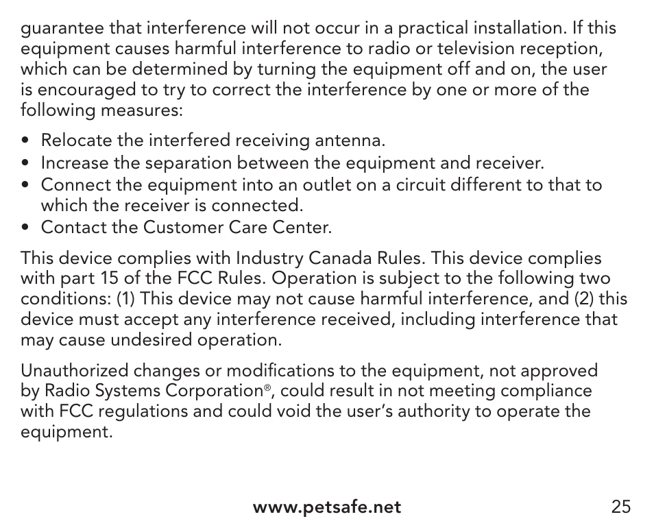 Petsafe UltraSmart® In-Ground Fence™ Receiver Collar User Manual | Page 25 / 28