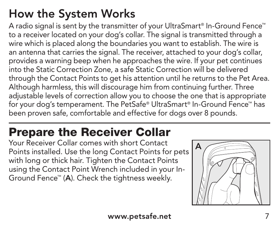 How the system works, Prepare the receiver collar | Petsafe UltraSmart® In-Ground Fence™ Receiver Collar User Manual | Page 7 / 28
