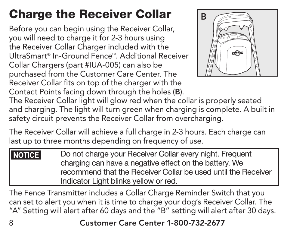 Charge the receiver collar | Petsafe UltraSmart® In-Ground Fence™ Receiver Collar User Manual | Page 8 / 28