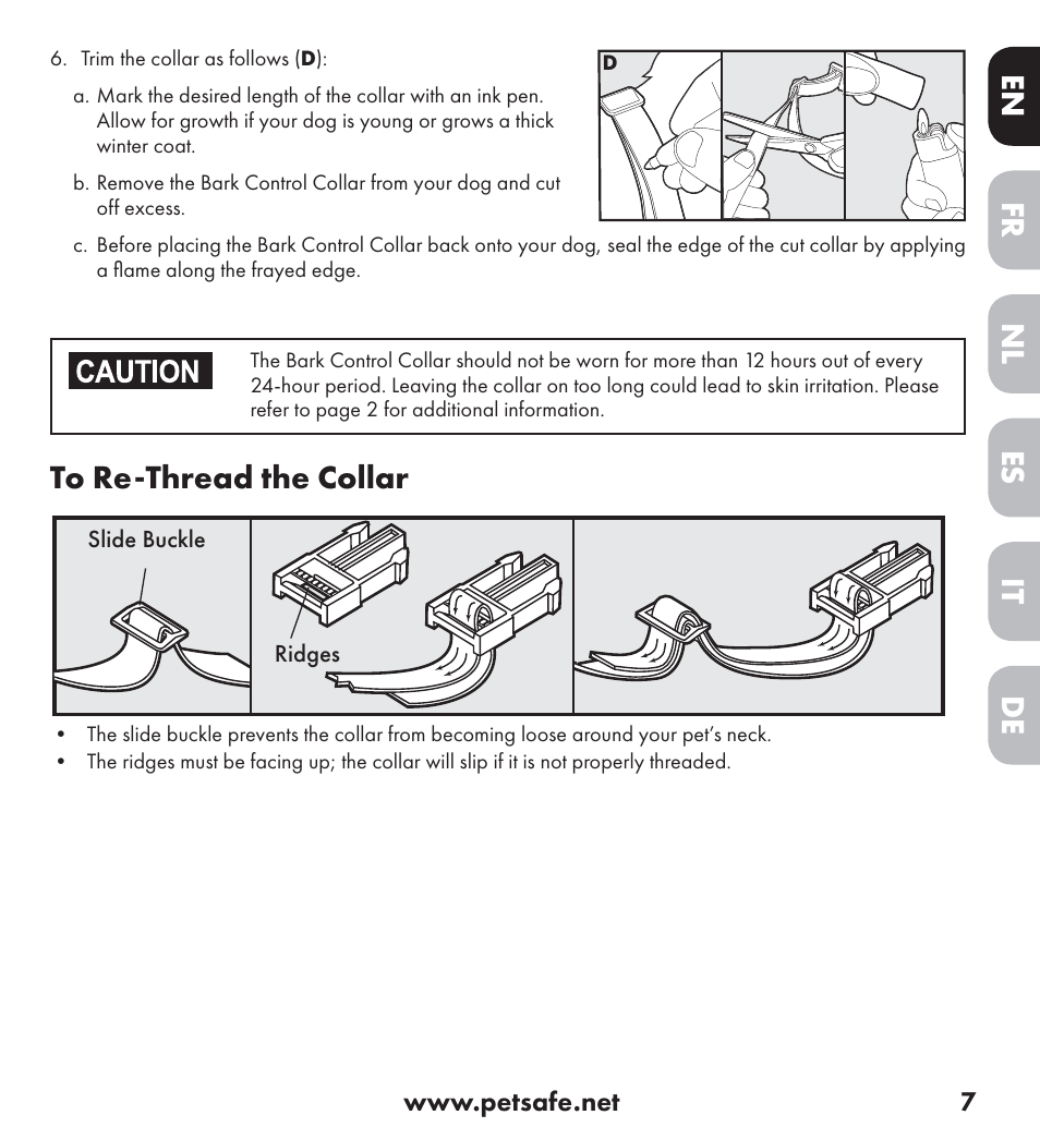 De nl it fr es en | Petsafe Ultrasonic Bark Control Collar User Manual | Page 7 / 75