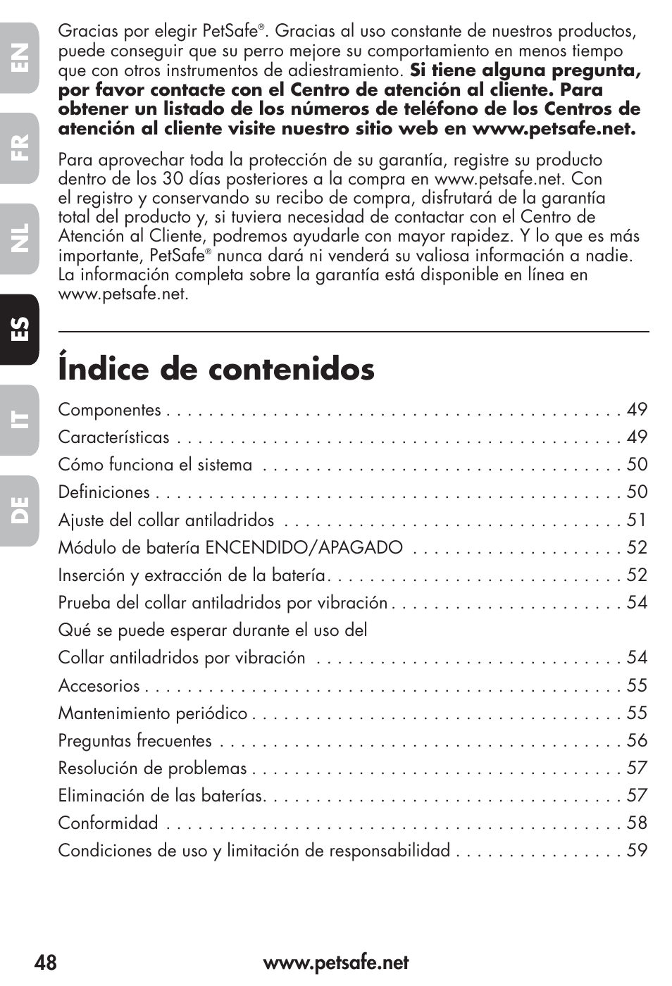 Petsafe Vibration Bark Control Collar User Manual | Page 48 / 90