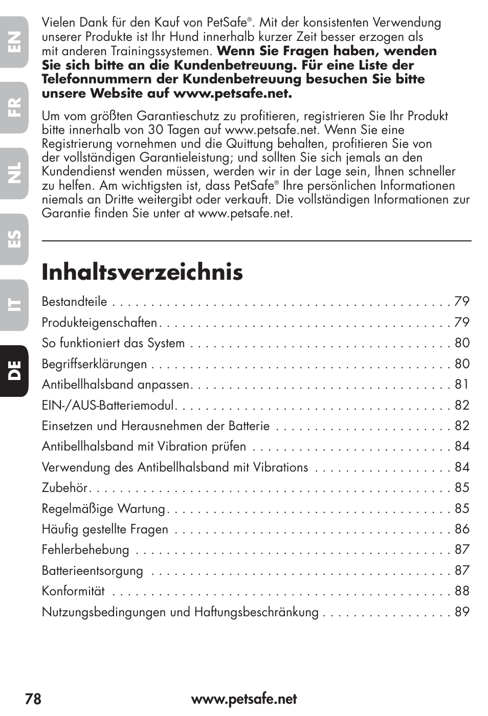 Petsafe Vibration Bark Control Collar User Manual | Page 78 / 90