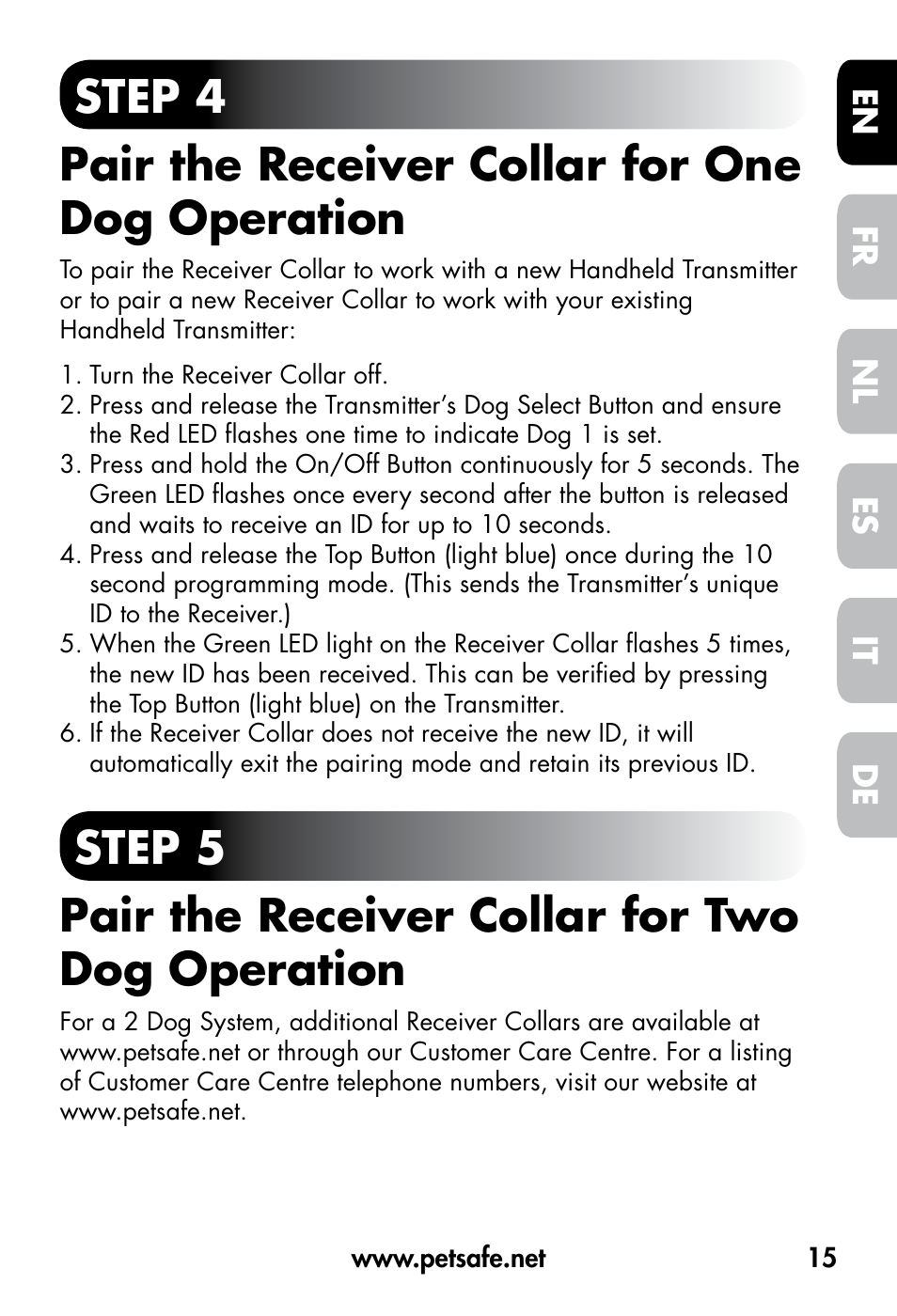 Petsafe VT-800 Remote Vibration Trainer User Manual | Page 15 / 160
