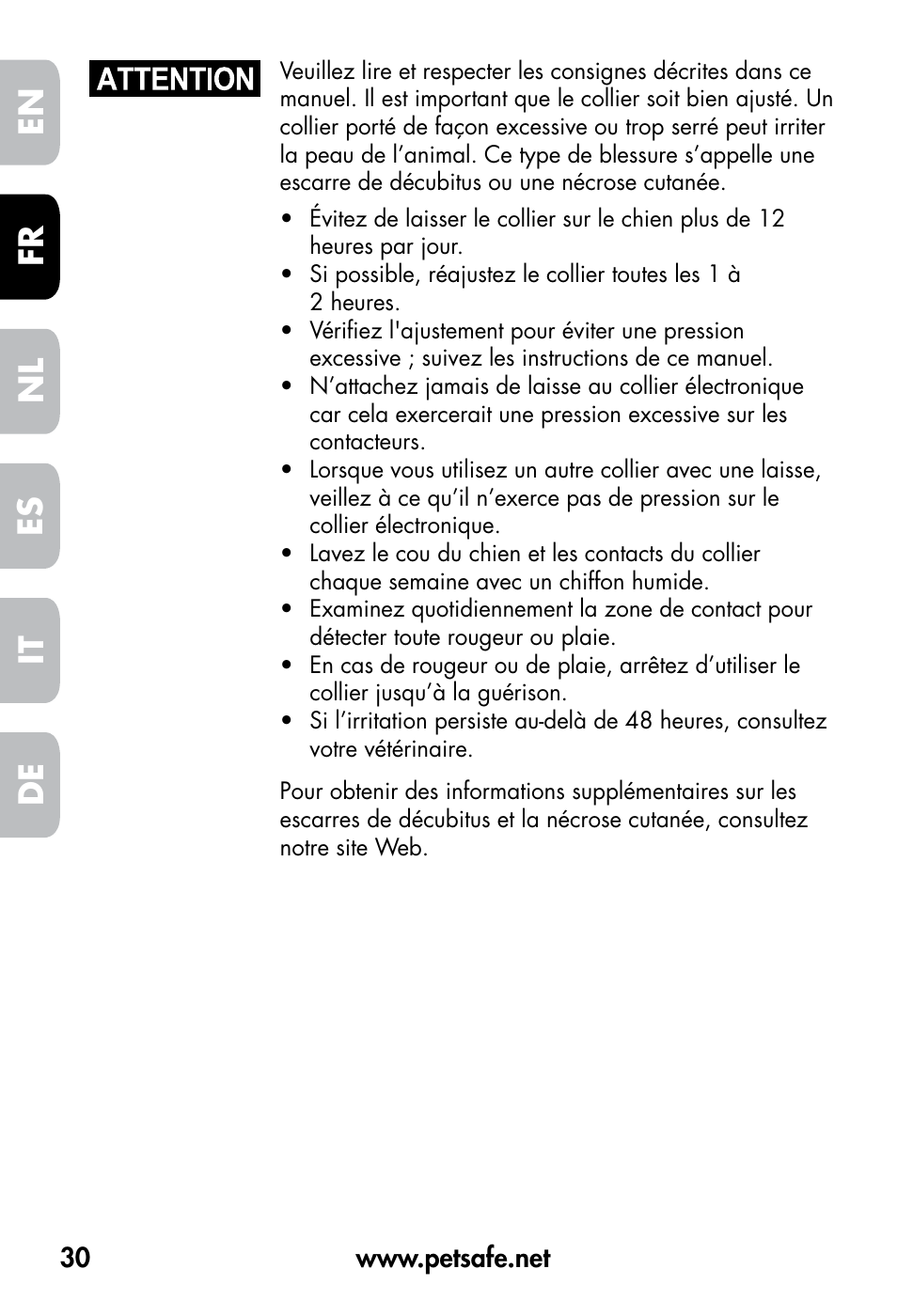 De fr es nl it en | Petsafe VT-800 Remote Vibration Trainer User Manual | Page 30 / 160