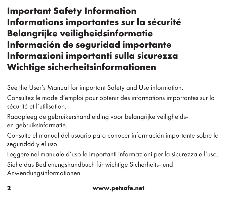 Petsafe Wireless Containment System™ Add-A-Dog® Extra Receiver User Manual | Page 2 / 40