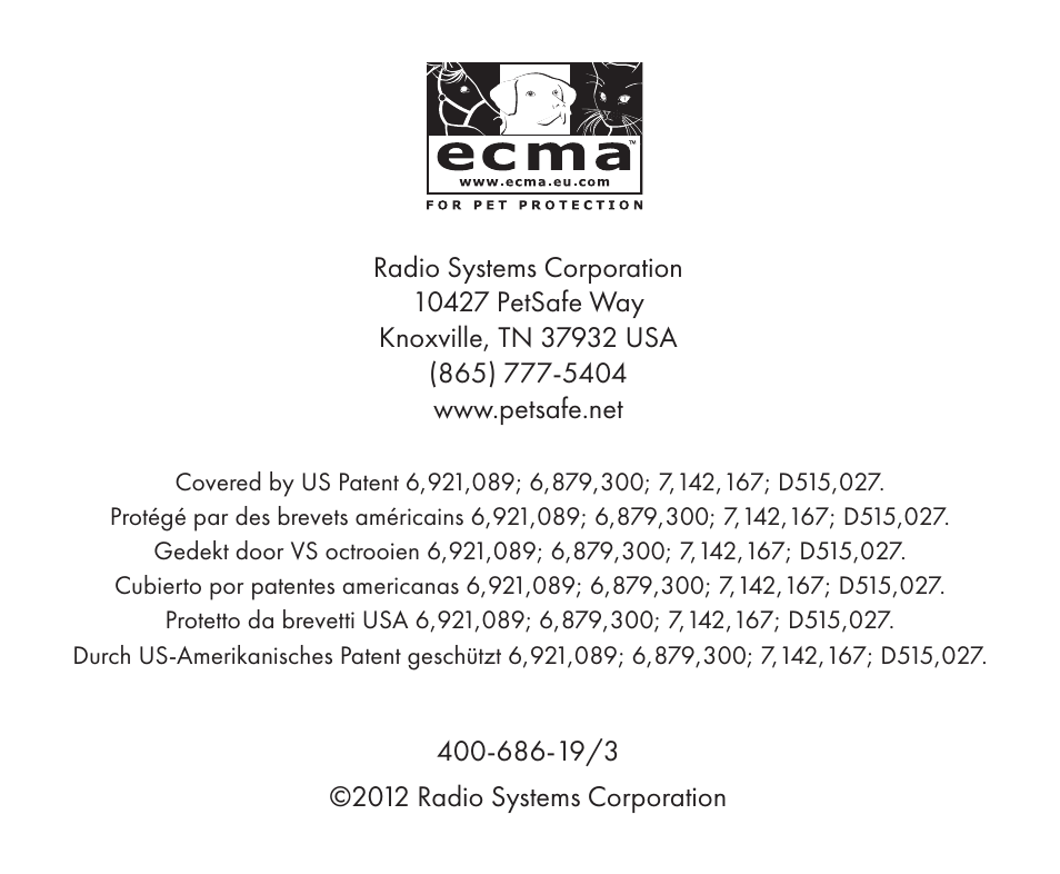 Petsafe Wireless Containment System™ Add-A-Dog® Extra Receiver User Manual | Page 40 / 40