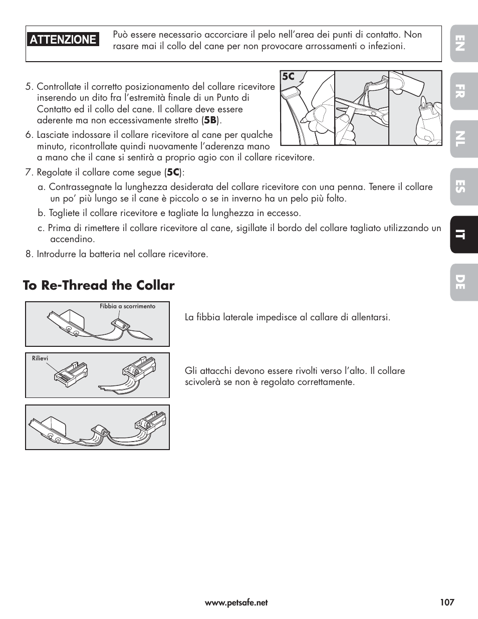 En fr es nl it de | Petsafe Wireless Pet Containment System PIF-300-21 User Manual | Page 107 / 144