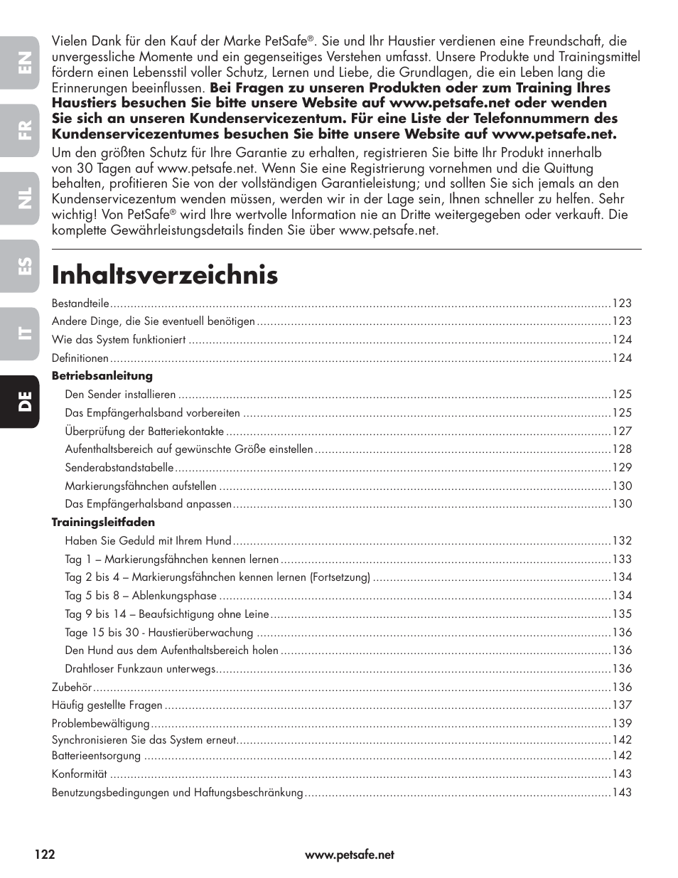 Petsafe Wireless Pet Containment System PIF-300-21 User Manual | Page 122 / 144