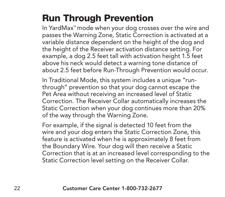 Run through prevention | Petsafe YardMax™ Rechargeable In-Ground Fence Add-A-Dog® Extra Receiver Collar User Manual | Page 22 / 44
