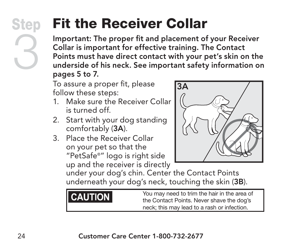 Step, Fit the receiver collar | Petsafe YardMax™ Rechargeable In-Ground Fence Add-A-Dog® Extra Receiver Collar User Manual | Page 24 / 44